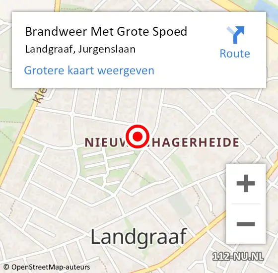 Locatie op kaart van de 112 melding: Brandweer Met Grote Spoed Naar Landgraaf, Jurgenslaan op 2 juli 2024 12:42