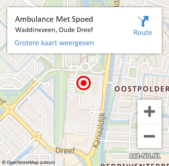 Locatie op kaart van de 112 melding: Ambulance Met Spoed Naar Waddinxveen, Oude Dreef op 2 juli 2024 12:42