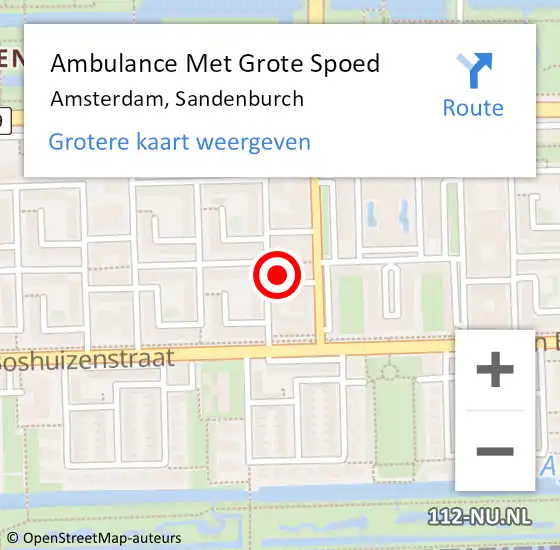 Locatie op kaart van de 112 melding: Ambulance Met Grote Spoed Naar Amsterdam, Sandenburch op 2 juli 2024 12:45