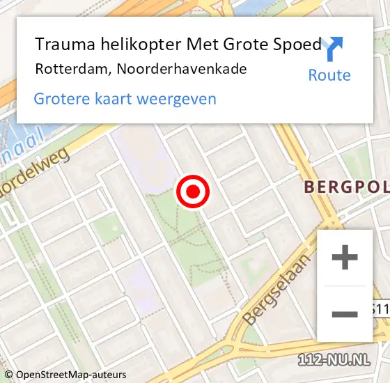 Locatie op kaart van de 112 melding: Trauma helikopter Met Grote Spoed Naar Rotterdam, Noorderhavenkade op 2 juli 2024 12:48