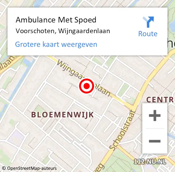 Locatie op kaart van de 112 melding: Ambulance Met Spoed Naar Voorschoten, Wijngaardenlaan op 2 juli 2024 12:59