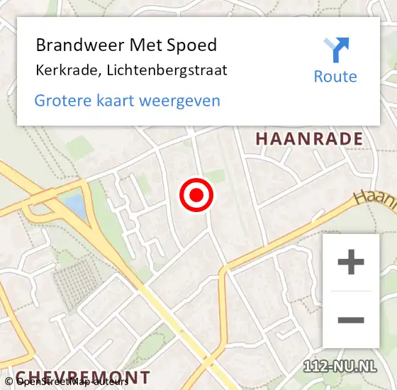 Locatie op kaart van de 112 melding: Brandweer Met Spoed Naar Kerkrade, Lichtenbergstraat op 2 juli 2024 13:03