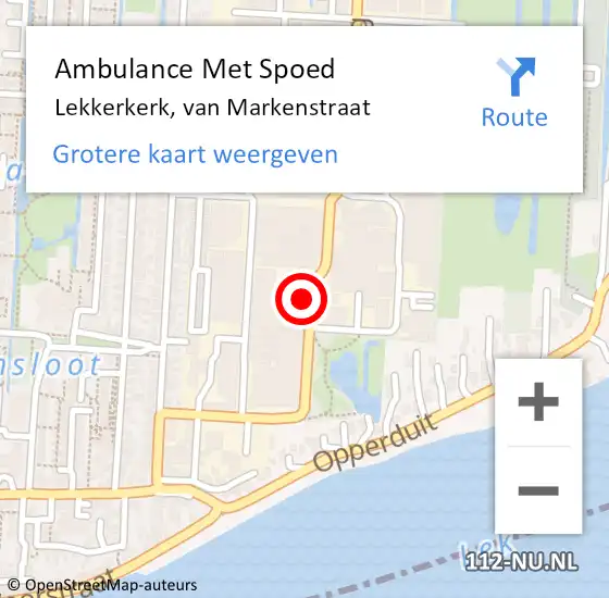 Locatie op kaart van de 112 melding: Ambulance Met Spoed Naar Lekkerkerk, van Markenstraat op 2 juli 2024 13:16