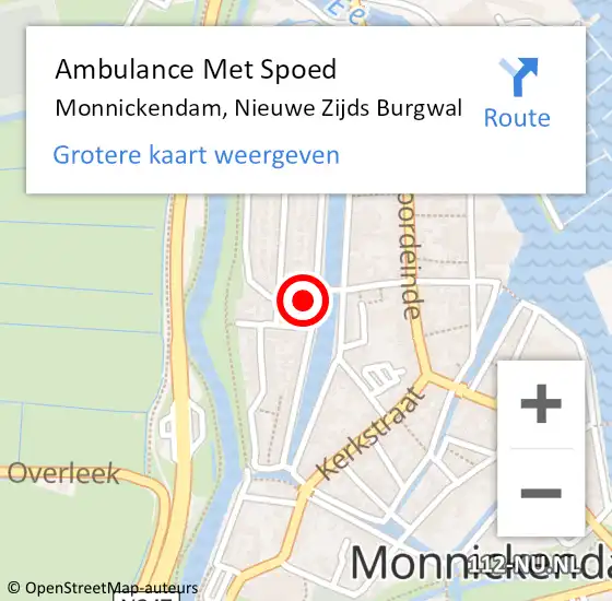 Locatie op kaart van de 112 melding: Ambulance Met Spoed Naar Monnickendam, Nieuwe Zijds Burgwal op 2 juli 2024 13:17