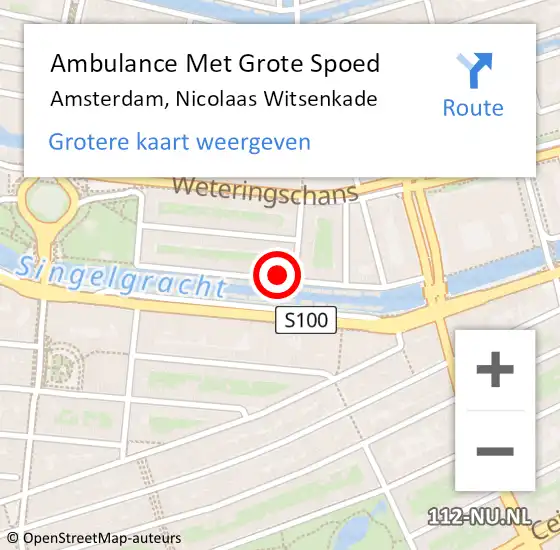 Locatie op kaart van de 112 melding: Ambulance Met Grote Spoed Naar Amsterdam, Nicolaas Witsenkade op 2 juli 2024 13:30