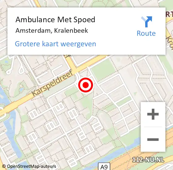 Locatie op kaart van de 112 melding: Ambulance Met Spoed Naar Amsterdam, Kralenbeek op 2 juli 2024 13:32