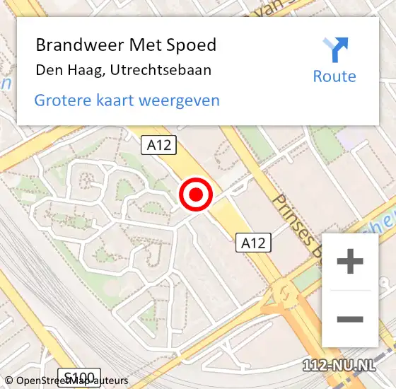 Locatie op kaart van de 112 melding: Brandweer Met Spoed Naar Den Haag, Utrechtsebaan op 2 juli 2024 13:34