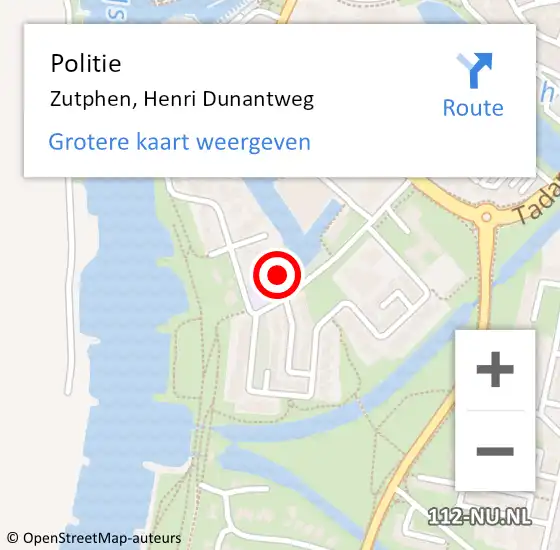 Locatie op kaart van de 112 melding: Politie Zutphen, Henri Dunantweg op 2 juli 2024 13:54