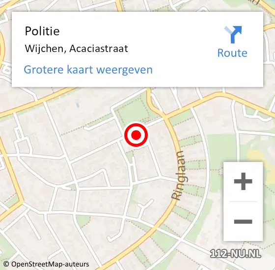 Locatie op kaart van de 112 melding: Politie Wijchen, Acaciastraat op 2 juli 2024 13:57