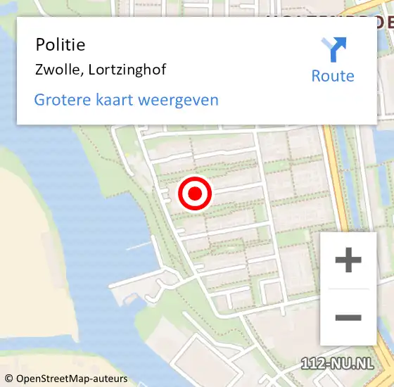 Locatie op kaart van de 112 melding: Politie Zwolle, Lortzinghof op 2 juli 2024 14:10