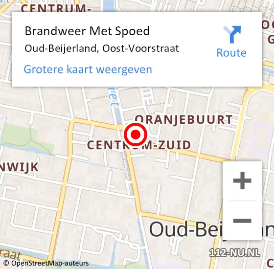 Locatie op kaart van de 112 melding: Brandweer Met Spoed Naar Oud-Beijerland, Oost-Voorstraat op 2 juli 2024 14:13