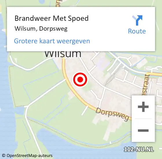 Locatie op kaart van de 112 melding: Brandweer Met Spoed Naar Wilsum, Dorpsweg op 2 juli 2024 14:23