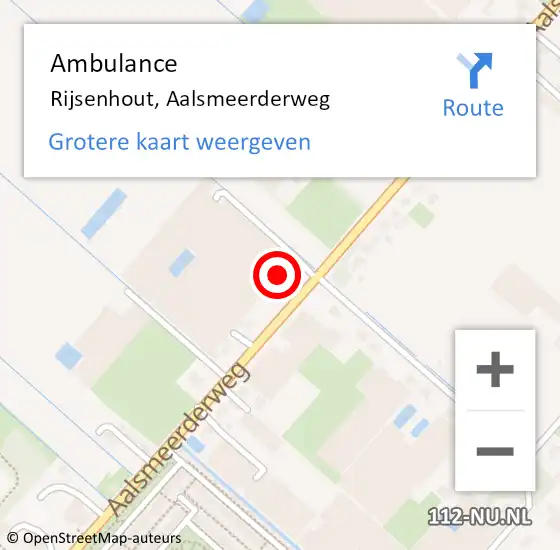 Locatie op kaart van de 112 melding: Ambulance Rijsenhout, Aalsmeerderweg op 2 juli 2024 14:30