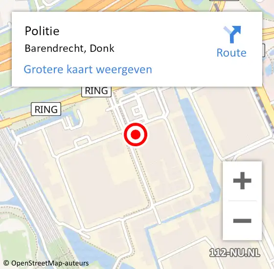 Locatie op kaart van de 112 melding: Politie Barendrecht, Donk op 2 juli 2024 14:44