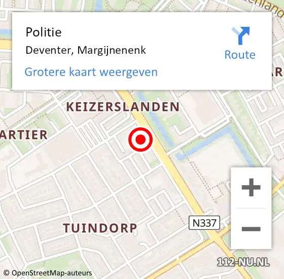 Locatie op kaart van de 112 melding: Politie Deventer, Margijnenenk op 2 juli 2024 14:50