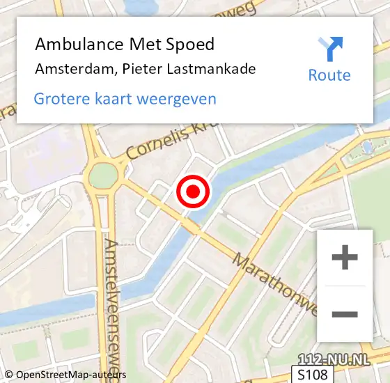 Locatie op kaart van de 112 melding: Ambulance Met Spoed Naar Amsterdam, Pieter Lastmankade op 2 juli 2024 14:58