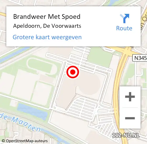 Locatie op kaart van de 112 melding: Brandweer Met Spoed Naar Apeldoorn, De Voorwaarts op 2 juli 2024 14:59