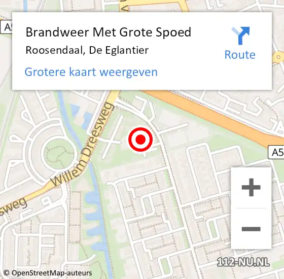 Locatie op kaart van de 112 melding: Brandweer Met Grote Spoed Naar Roosendaal, De Eglantier op 2 juli 2024 15:22