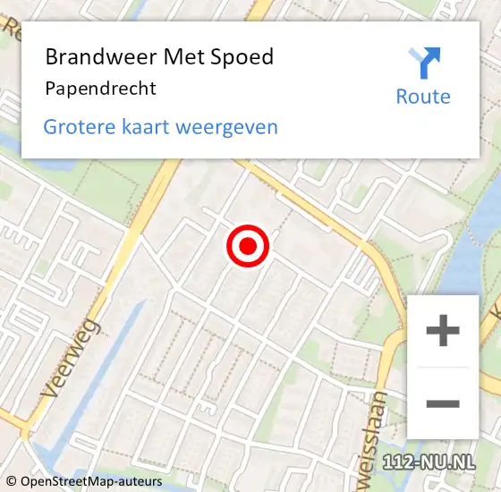 Locatie op kaart van de 112 melding: Brandweer Met Spoed Naar Papendrecht op 2 juli 2024 15:27