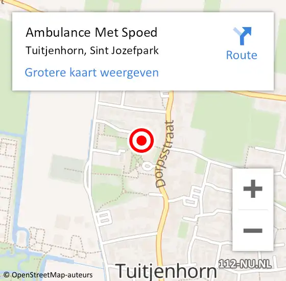 Locatie op kaart van de 112 melding: Ambulance Met Spoed Naar Tuitjenhorn, Sint Jozefpark op 2 juli 2024 15:36