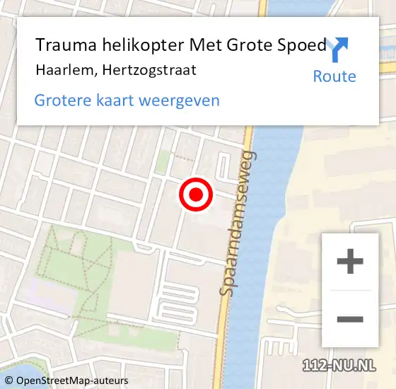 Locatie op kaart van de 112 melding: Trauma helikopter Met Grote Spoed Naar Haarlem, Hertzogstraat op 2 juli 2024 15:40