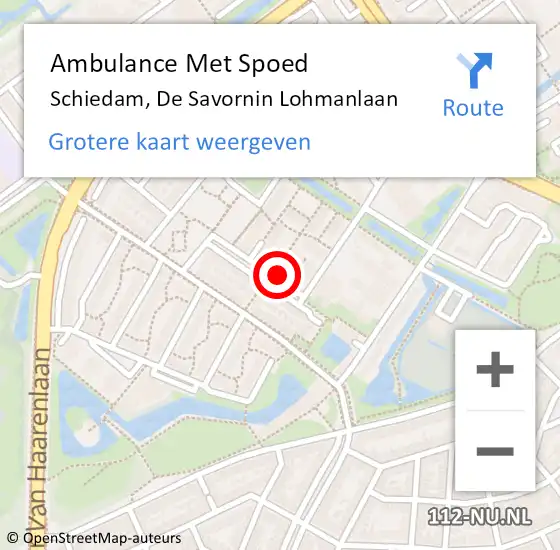 Locatie op kaart van de 112 melding: Ambulance Met Spoed Naar Schiedam, De Savornin Lohmanlaan op 2 juli 2024 16:01