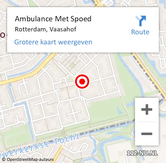 Locatie op kaart van de 112 melding: Ambulance Met Spoed Naar Rotterdam, Vaasahof op 2 juli 2024 16:05