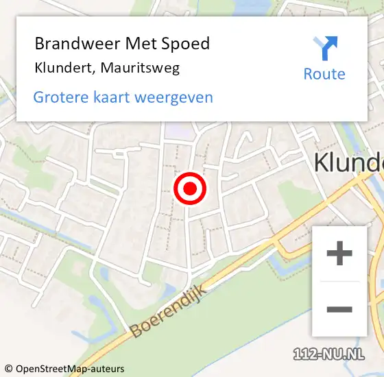 Locatie op kaart van de 112 melding: Brandweer Met Spoed Naar Klundert, Mauritsweg op 2 juli 2024 16:05