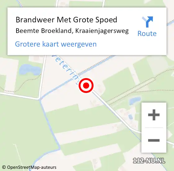 Locatie op kaart van de 112 melding: Brandweer Met Grote Spoed Naar Beemte Broekland, Kraaienjagersweg op 11 oktober 2014 16:04