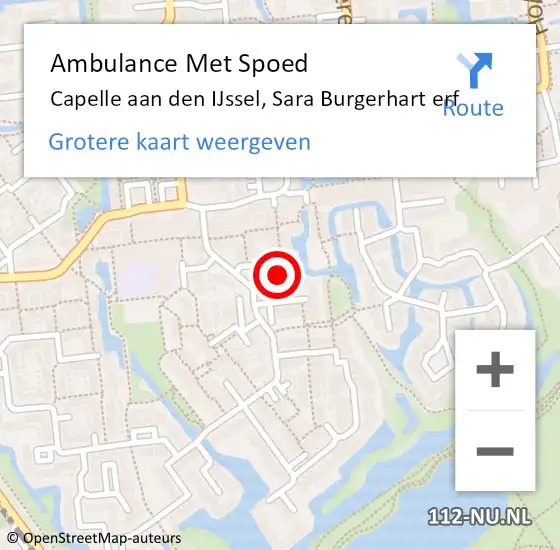 Locatie op kaart van de 112 melding: Ambulance Met Spoed Naar Capelle aan den IJssel, Sara Burgerhart erf op 2 juli 2024 16:37