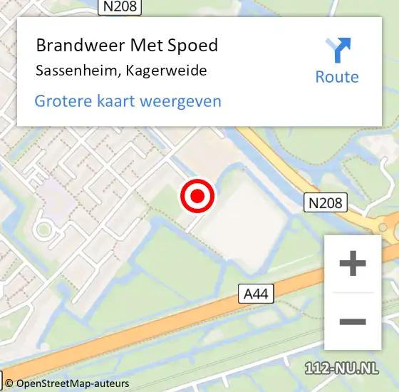 Locatie op kaart van de 112 melding: Brandweer Met Spoed Naar Sassenheim, Kagerweide op 2 juli 2024 16:49