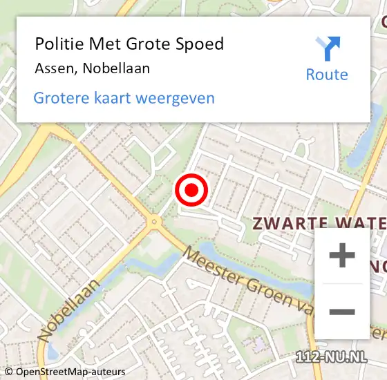 Locatie op kaart van de 112 melding: Politie Met Grote Spoed Naar Assen, Nobellaan op 2 juli 2024 16:53