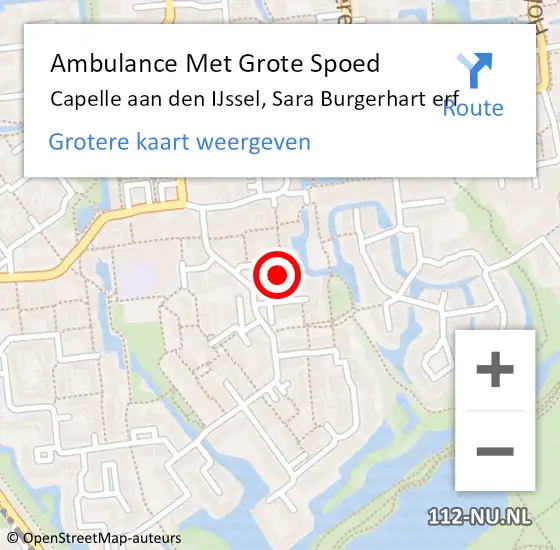 Locatie op kaart van de 112 melding: Ambulance Met Grote Spoed Naar Capelle aan den IJssel, Sara Burgerhart erf op 2 juli 2024 16:55