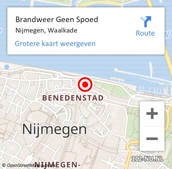 Locatie op kaart van de 112 melding: Brandweer Geen Spoed Naar Nijmegen, Waalkade op 2 juli 2024 17:09