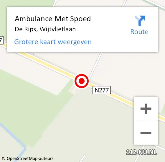 Locatie op kaart van de 112 melding: Ambulance Met Spoed Naar De Rips, Wijtvlietlaan op 11 oktober 2014 16:15