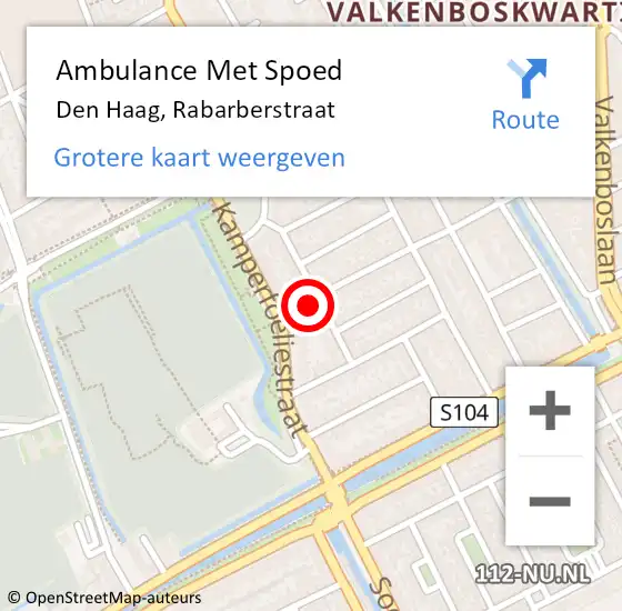 Locatie op kaart van de 112 melding: Ambulance Met Spoed Naar Den Haag, Rabarberstraat op 2 juli 2024 17:31