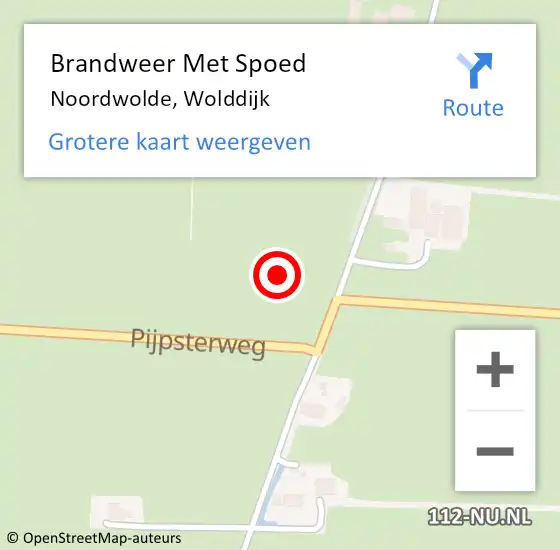 Locatie op kaart van de 112 melding: Brandweer Met Spoed Naar Noordwolde, Wolddijk op 2 juli 2024 17:41