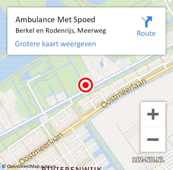 Locatie op kaart van de 112 melding: Ambulance Met Spoed Naar Berkel en Rodenrijs, Meerweg op 2 juli 2024 17:46