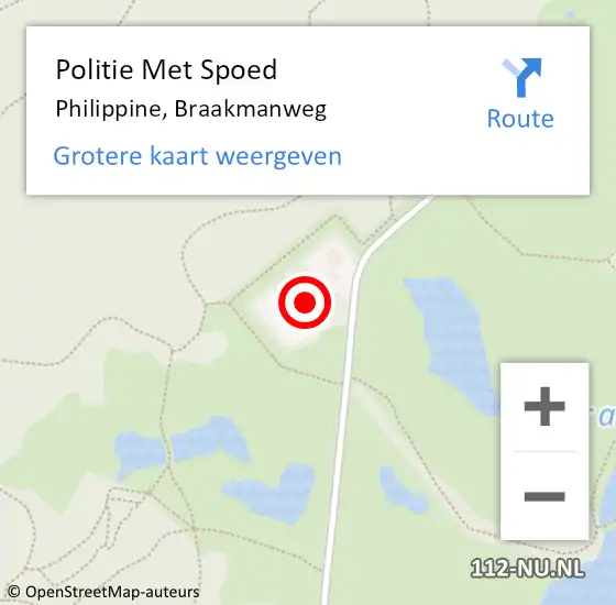 Locatie op kaart van de 112 melding: Politie Met Spoed Naar Philippine, Braakmanweg op 2 juli 2024 17:47