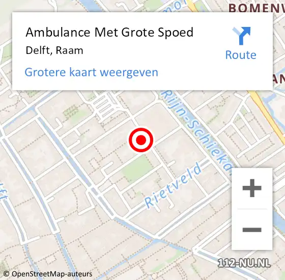 Locatie op kaart van de 112 melding: Ambulance Met Grote Spoed Naar Delft, Raam op 2 juli 2024 18:11