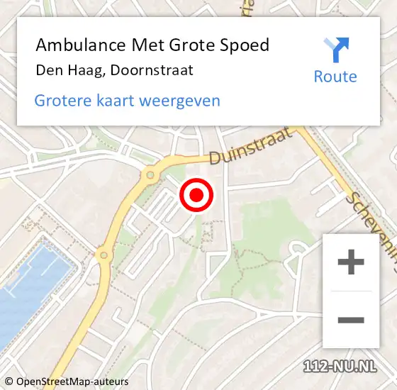 Locatie op kaart van de 112 melding: Ambulance Met Grote Spoed Naar Den Haag, Doornstraat op 2 juli 2024 18:14