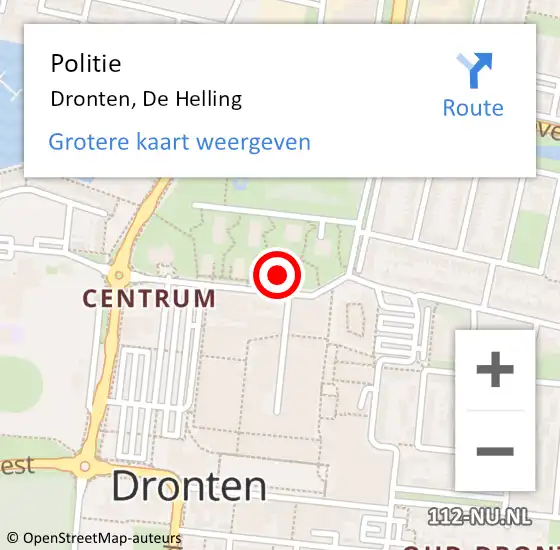 Locatie op kaart van de 112 melding: Politie Dronten, De Helling op 2 juli 2024 18:17