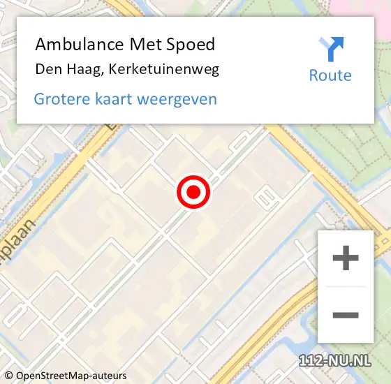 Locatie op kaart van de 112 melding: Ambulance Met Spoed Naar Den Haag, Kerketuinenweg op 2 juli 2024 18:18