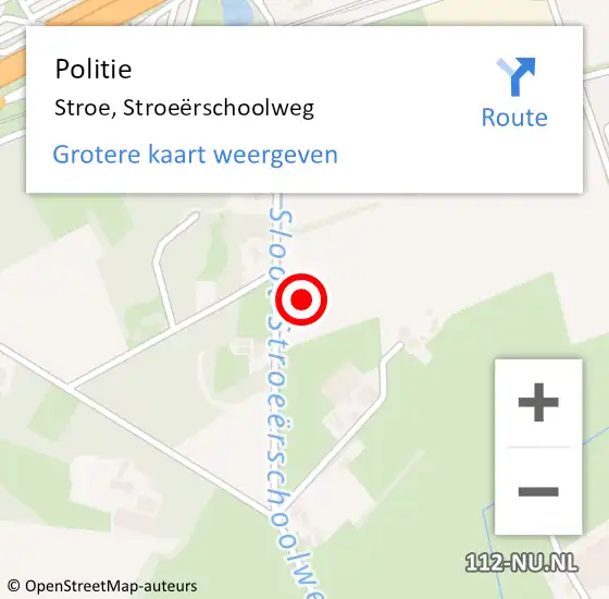 Locatie op kaart van de 112 melding: Politie Stroe, Stroeërschoolweg op 2 juli 2024 18:20