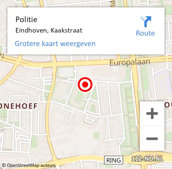 Locatie op kaart van de 112 melding: Politie Eindhoven, Kaakstraat op 2 juli 2024 18:37