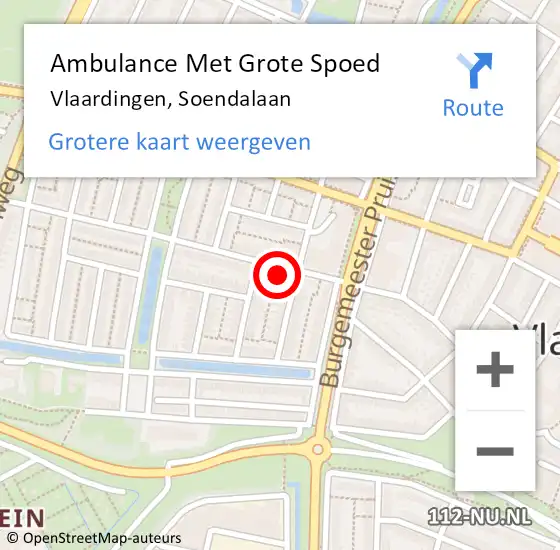 Locatie op kaart van de 112 melding: Ambulance Met Grote Spoed Naar Vlaardingen, Soendalaan op 2 juli 2024 18:40