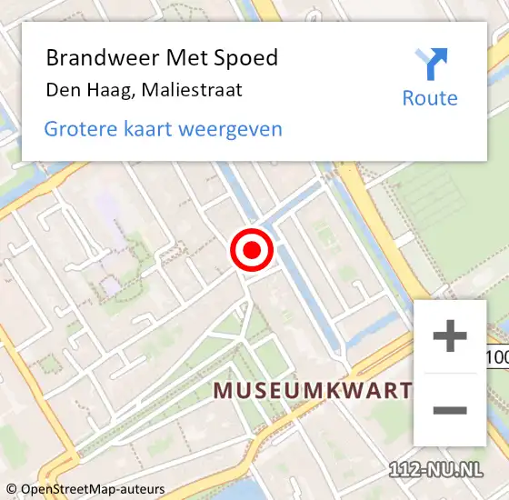 Locatie op kaart van de 112 melding: Brandweer Met Spoed Naar Den Haag, Maliestraat op 2 juli 2024 18:54