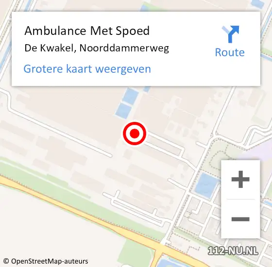 Locatie op kaart van de 112 melding: Ambulance Met Spoed Naar De Kwakel, Noorddammerweg op 2 juli 2024 19:07