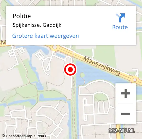 Locatie op kaart van de 112 melding: Politie Spijkenisse, Gaddijk op 2 juli 2024 19:14