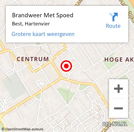 Locatie op kaart van de 112 melding: Brandweer Met Spoed Naar Best, Hartenvier op 2 juli 2024 19:16